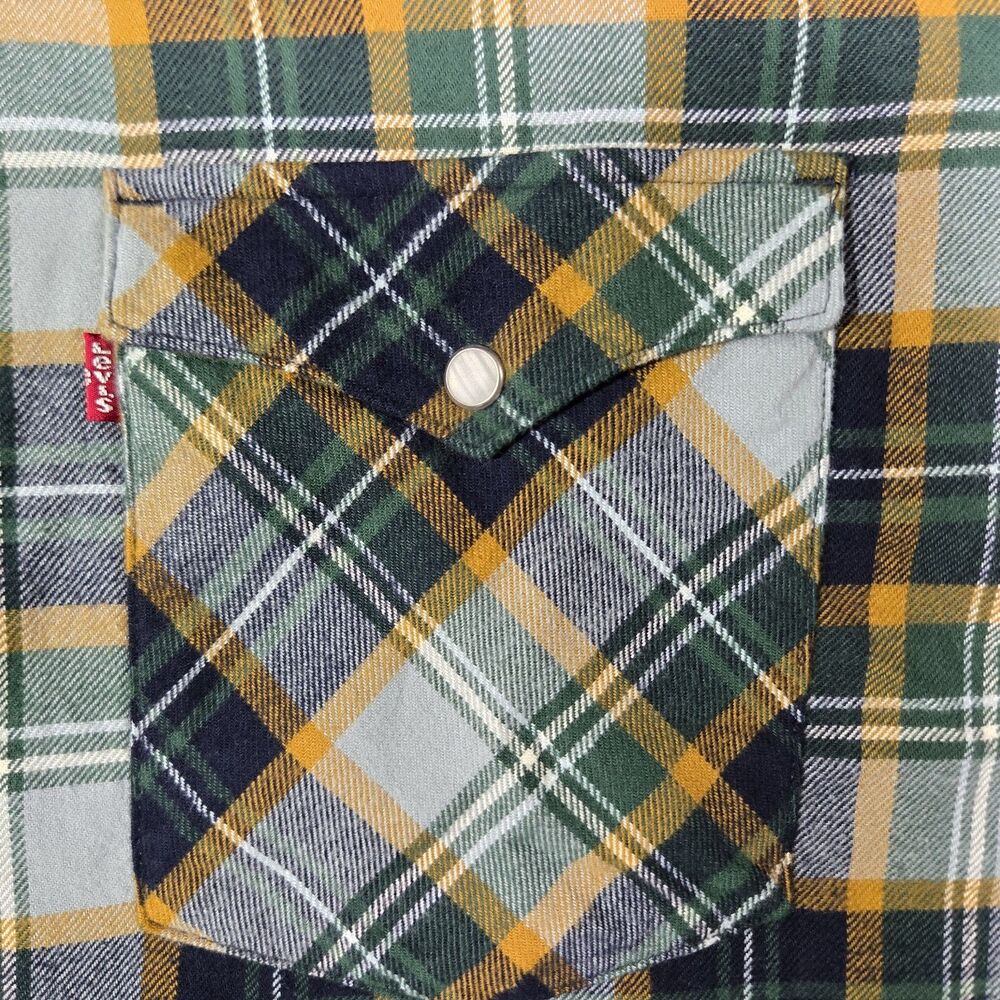 Levis The Western Standard Fit Plaid Flannel Shirt Mens 2XL Green 574230019 - Picture 5 of 9